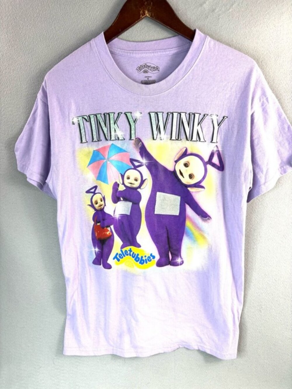 Teletubbies Tinky Winky M Purple Graphic Short Sleeve Tee Top